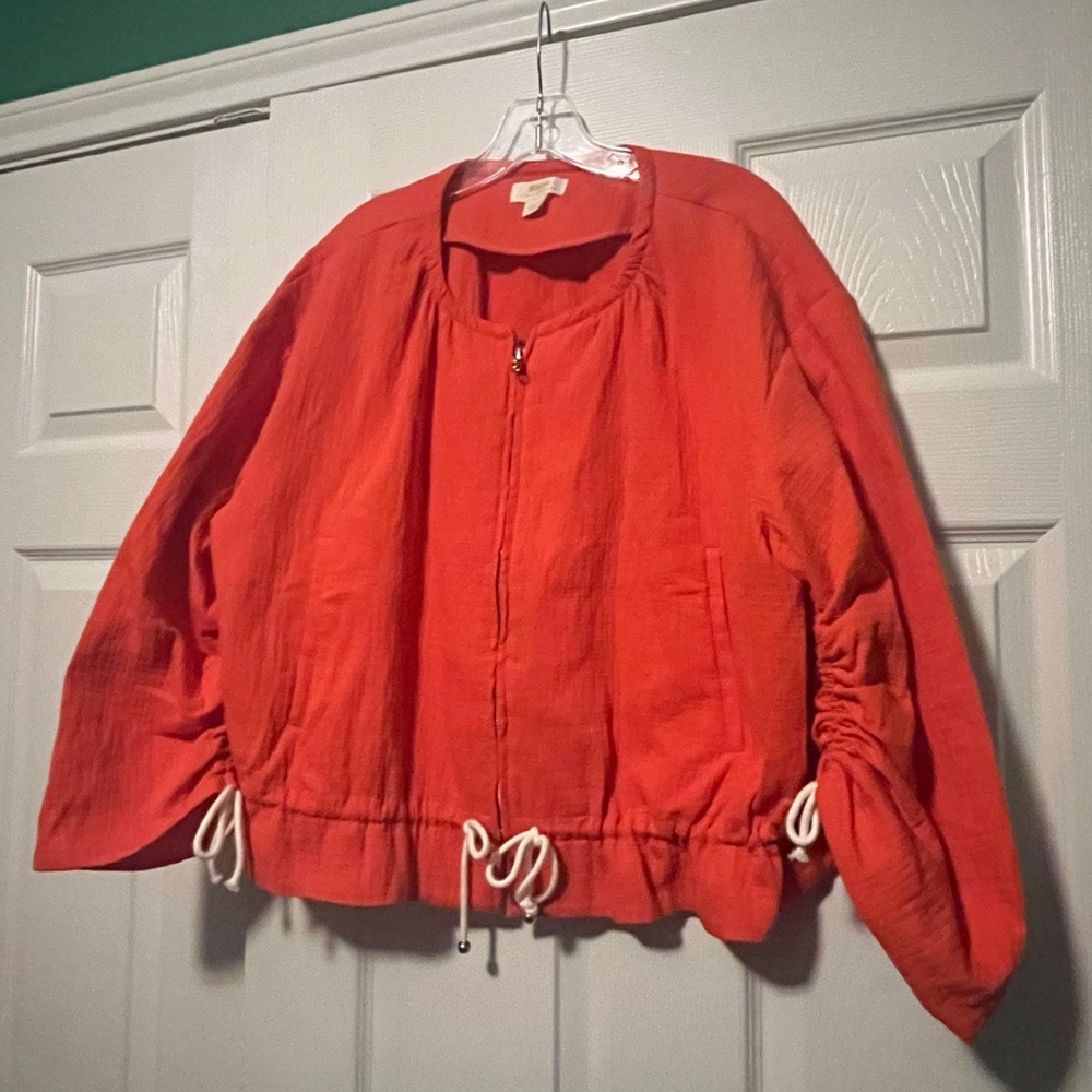 Anthropologie Maeve Orange Bomber Jacket
